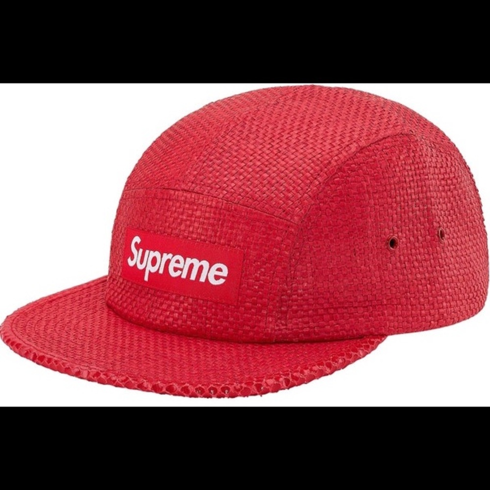 Supreme Hat Raffia Red